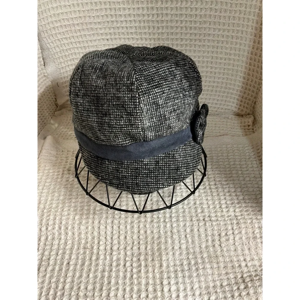 Dark Academia Womens Unbranded Newsboy Cap One Size Grey Tweed Bow Hat